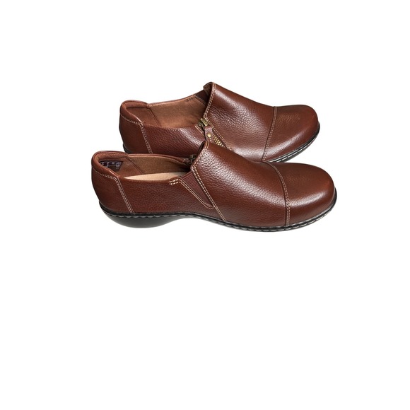 Clarks Collection Women's Ashland Palm Mahogany Slip On Loafers Comfort Size 8W - Picture 1 of 8